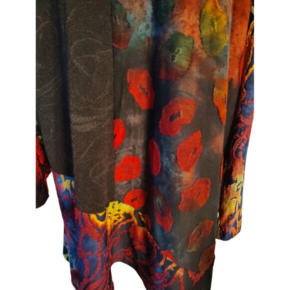 Calessa 3X Tunic Top, Multicolor Lagenlook Art to Wear Plus Size Rayon Blend - Picture 3 of 6